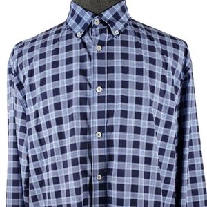 Construct Men's Wrinkle Free Stretch Navy Plaid Long Sleeve Button Down Size XL